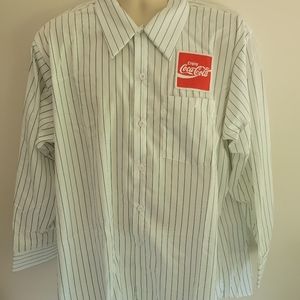 Vtg 90s Coca Cola Employee Uniform Button Down Work Shirt Mens Long Sleeve White